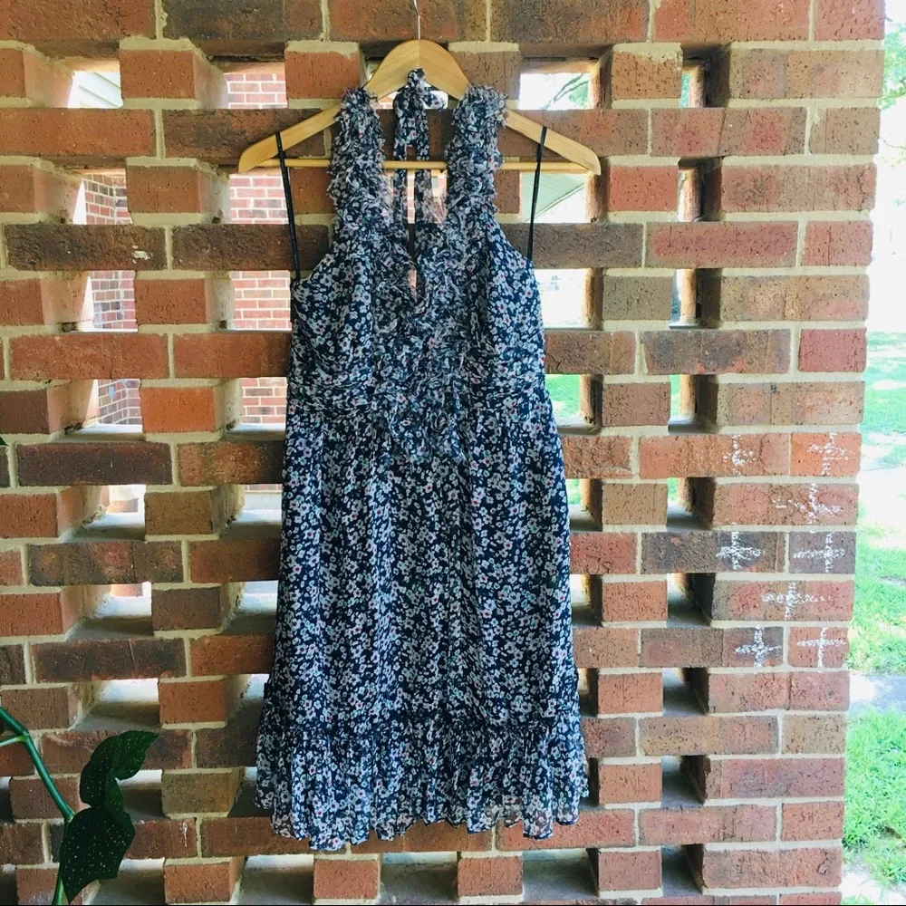 MM Couture by Miss Me silk floral printed halter dress size large - Picture 1 of 9